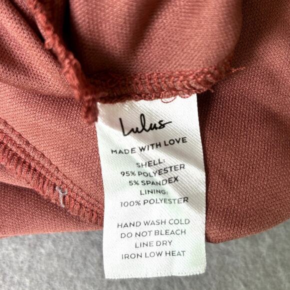 LuLu's Rust Brick Colored V Neck Dinner Date Night Party Mini Dress Size M - Picture 6 of 6